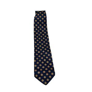 Solid Light Navy Blue Gold Diamond Cross Print Silk Neck Tie Men Career Business